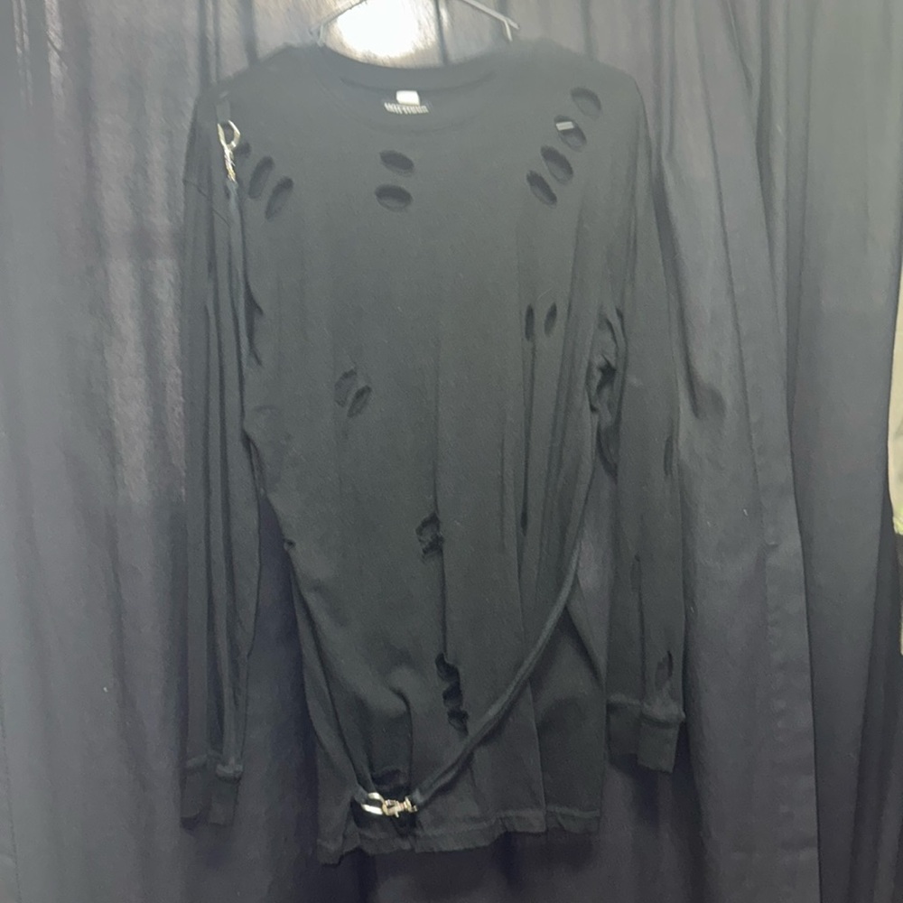 Distressed chained, hot topic sweater mini dress